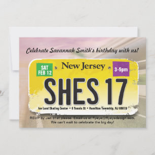 New jersey licensinbjudan till 17:e födelsedagen inbjudningar