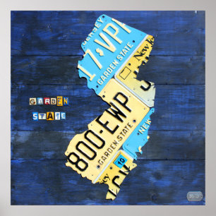 New jersey licensskylt Karta Poster