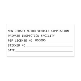 New Jersey Motor Vehicle Commission PIF Licens # Självfärgande Stämpel