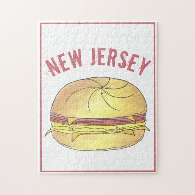 New jersey NJ Gris Roll Ham Egg Breakfast Sandwich Pussel (Vertikal)