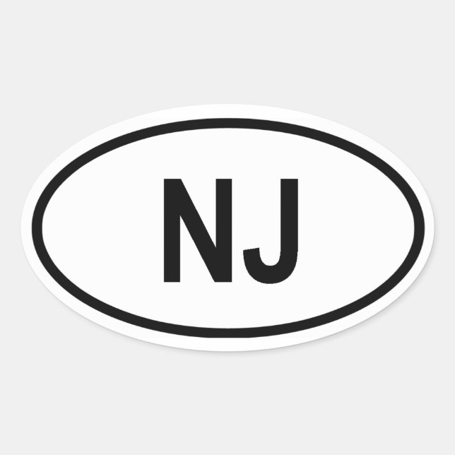 New jersey ’NJ’ Ovalt Klistermärke (Framsida)