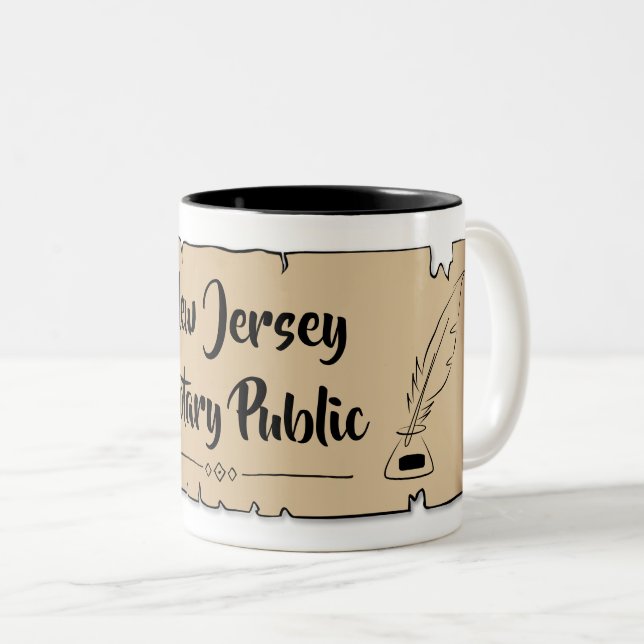 New jersey Notary Public Rulla Feather Quill Två-Tonad Mugg (Framsida höger)