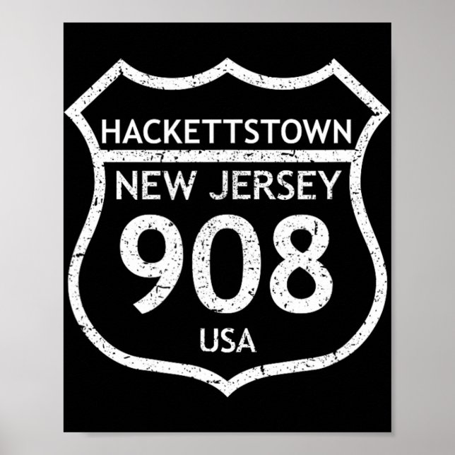 New Jersey Områdeskod 908 Hackettstown, Nj Hemstat Poster (Framsidan)