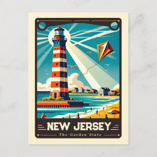 New jersey   Patriotisk Vintage Vykort