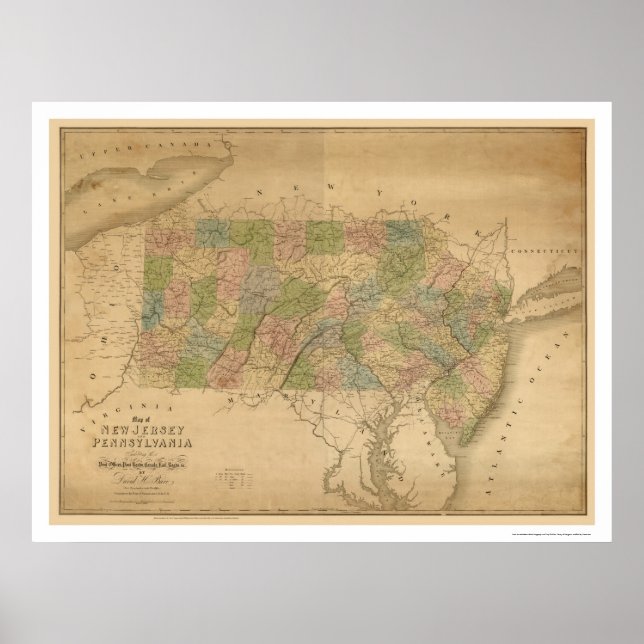 New jersey & Pennsylvania Railroad Karta 1839 Poster (Framsidan)
