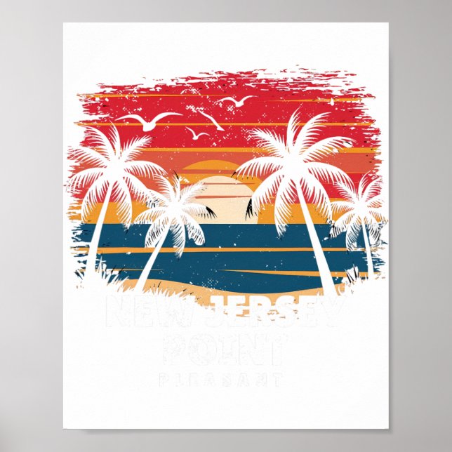 New Jersey Point Pleasant Surfbräda Palmträd So Poster (Framsidan)