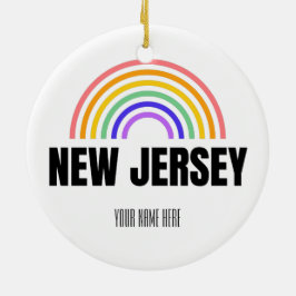 New jersey - regnbåge - vykort - Personlig Julgransprydnad Keramik