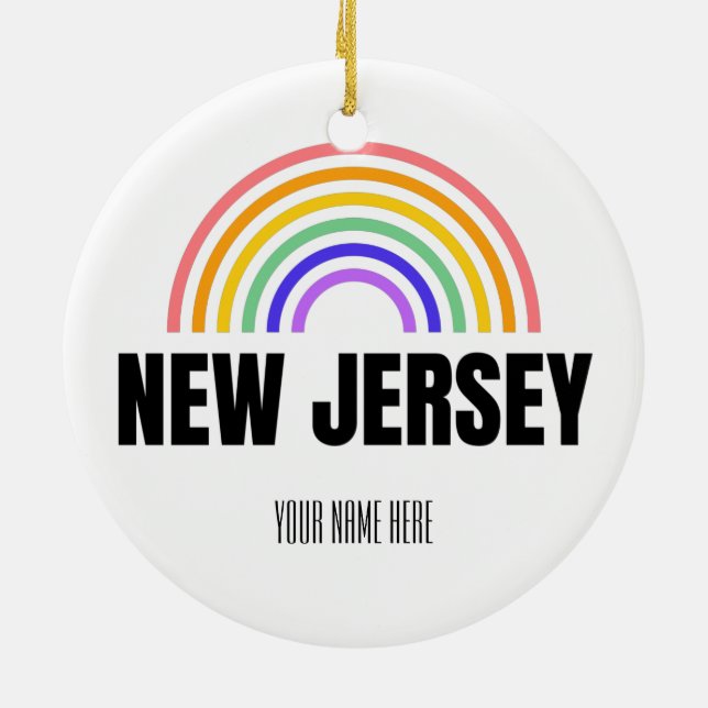 New jersey - regnbåge - vykort - Personlig Julgransprydnad Keramik (Baksidan)