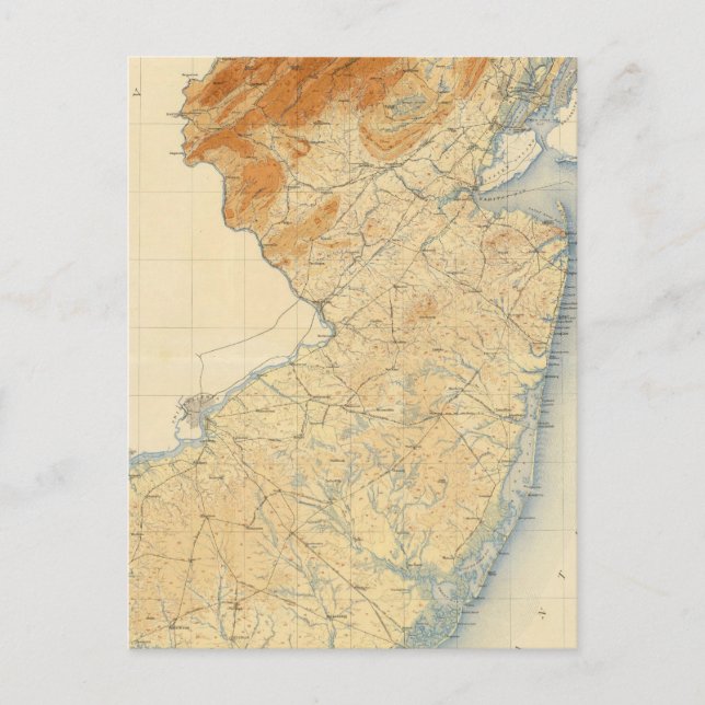 New jersey Relief Karta Vykort (Framsida)