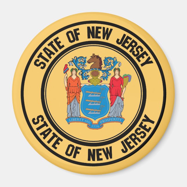 New jersey Round Emblem Magnet (Framsidan)