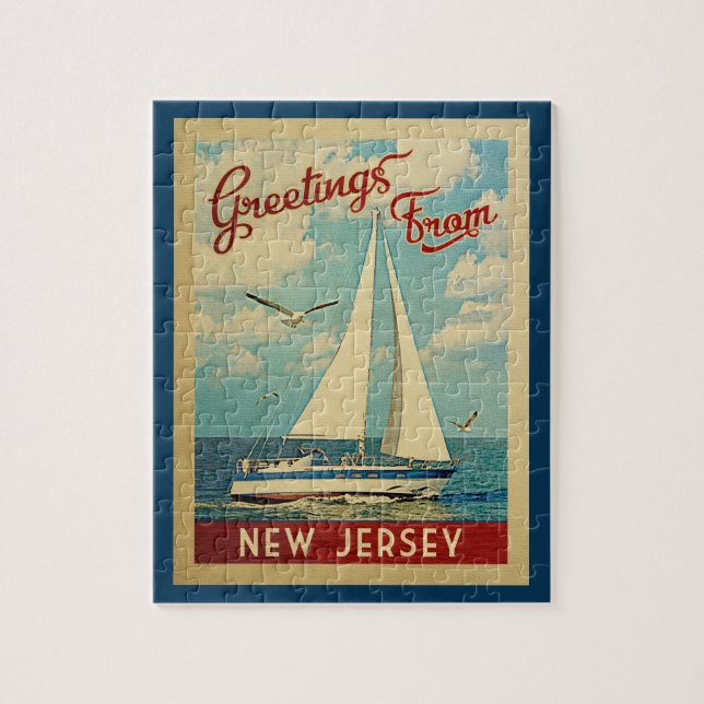 New jersey Segelbåt Vintage resor Pussel (Vertikal)