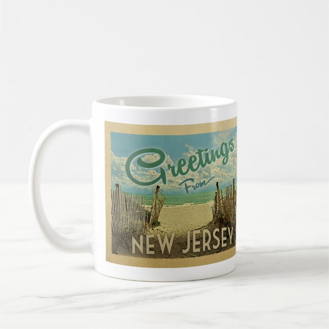 New jersey Shore Beach Vintage resor Kaffemugg (Vänster)