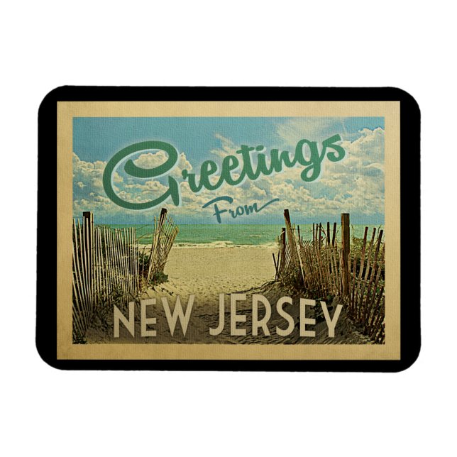 New jersey Shore Beach Vintage resor Magnet (Horisontell)