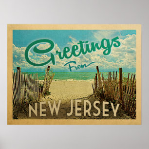 New jersey Shore Beach Vintage resor Poster