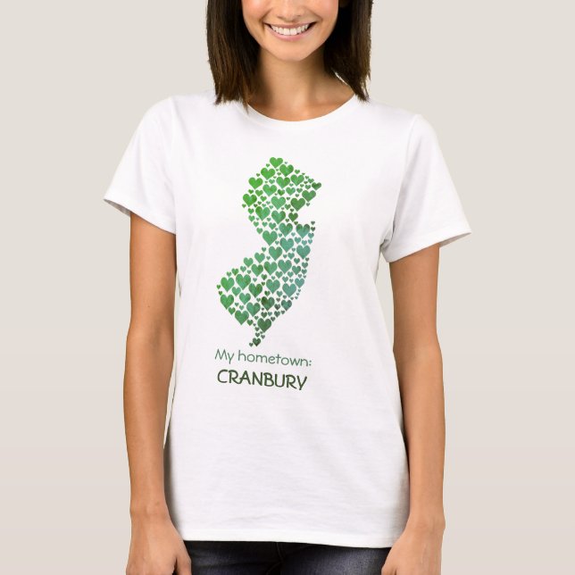 New jersey Silhouette Hearts & Hometown T Shirt (Framsida)