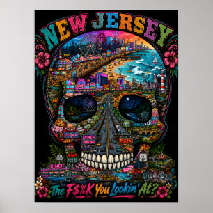 New Jersey Skalle Konsttryck State of Mind Poster