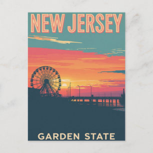 New Jersey solnedgång strandpromenad Vykort