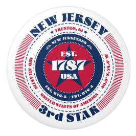 New Jersey State Fakta Röd Vit Blå Typografi Knopp