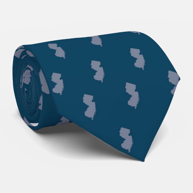 New Jersey State Tie Blå på Blå Slips (Rullad)