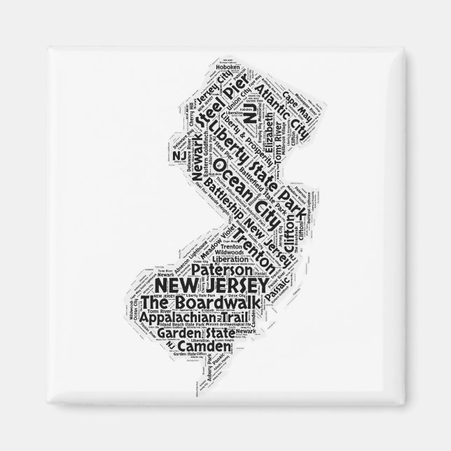 New jersey-staten Ord Cloud Magnet (Framsidan)