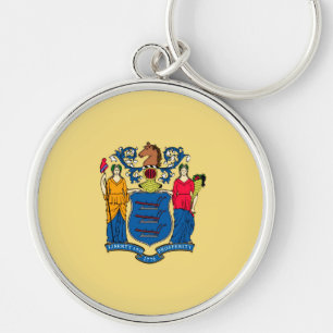 New jersey Statlig flagga design Rund Silverfärgad Nyckelring