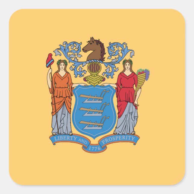 New jersey Statlig flagga Fyrkantigt Klistermärke (Framsida)
