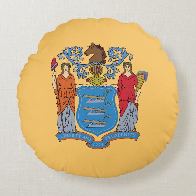 New jersey Statlig flagga Rund Kudde (Framsidan)