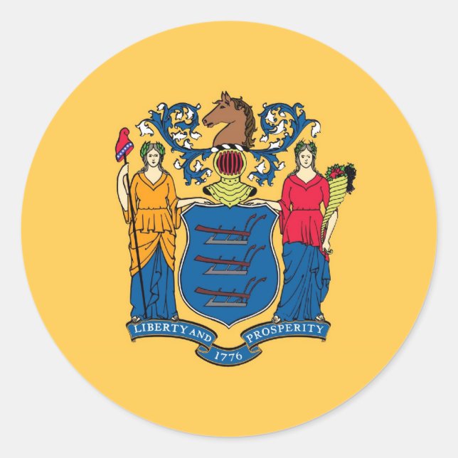 New jersey Statlig flagga Runt Klistermärke (Framsida)