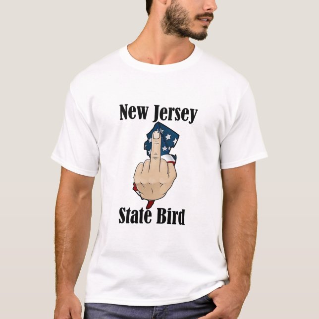 New jersey, statsägd fågel t-shirt mitten finger (Framsida)