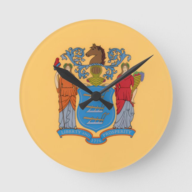 New Jersey statsflagga Rund Klocka (Framsida)