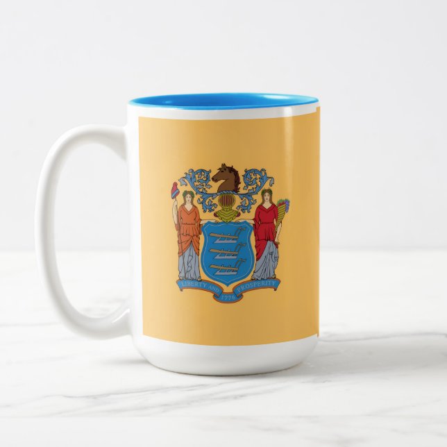 New Jersey statsflagga Två-Tonad Mugg (Vänster)