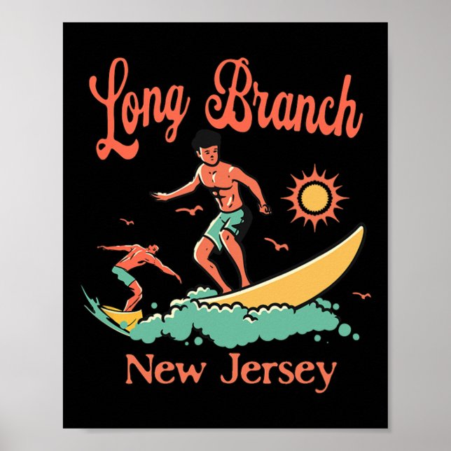 New Jersey Surfar Long Branch Nj Surfande Strand S Poster (Framsidan)