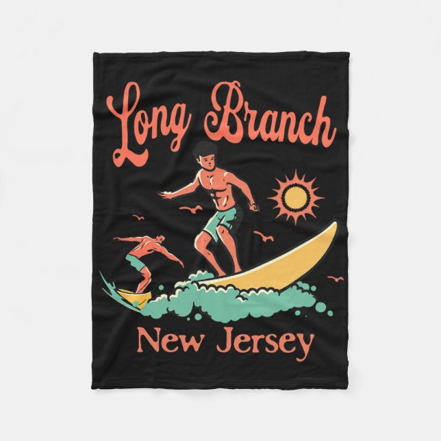 New Jersey Surfare Long Branch Nj Surfing Strand S Fleecefilt (Framsidan)