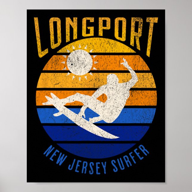 New Jersey Surfare Longport Nj Surfing Stränder St Poster (Framsidan)