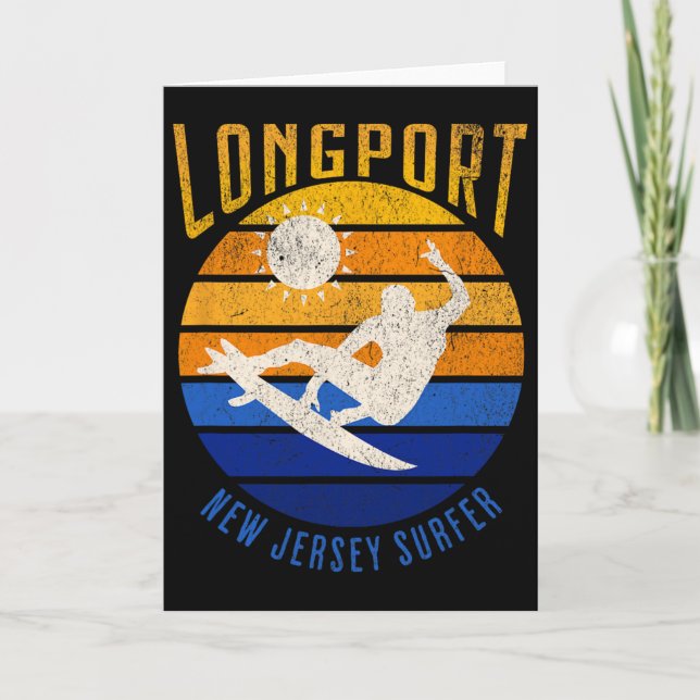 New Jersey Surfer Longport Nj Surfing Stränder Bea Kort (Framsida)