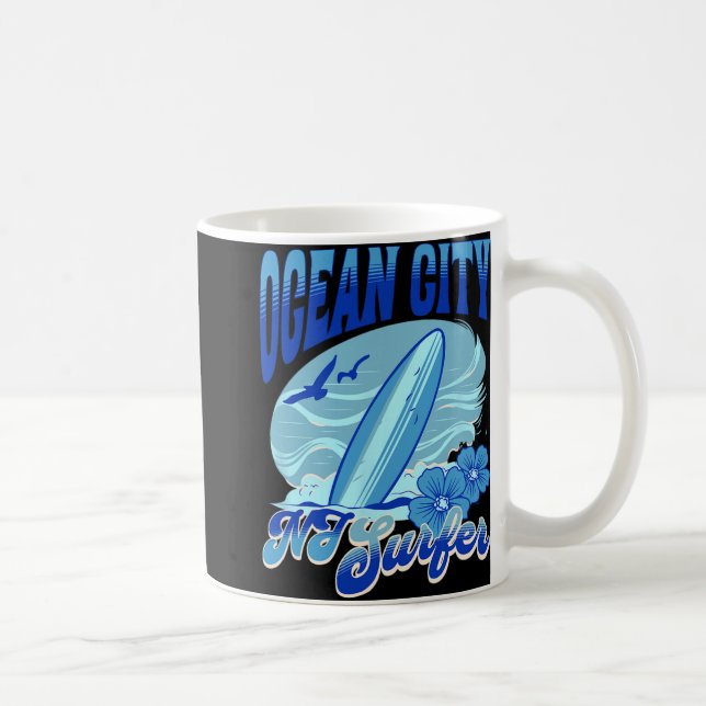New Jersey Surfer Ocean City Nj Surfing Beach Sand Kaffemugg (Höger)