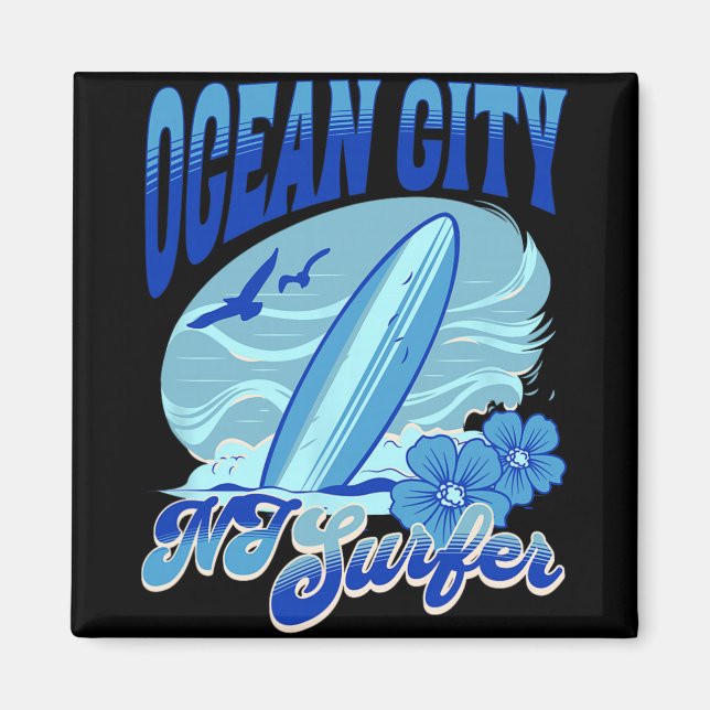 New Jersey Surfer Ocean City Nj Surfing Beach Sand Magnet (Framsidan)