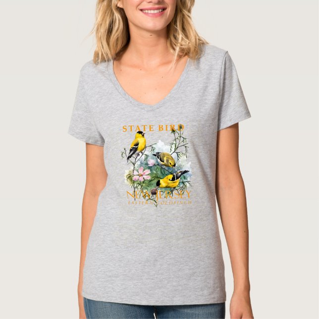 New jersey Territorialfåglar Östran Goldfinch T Shirt (Framsida)