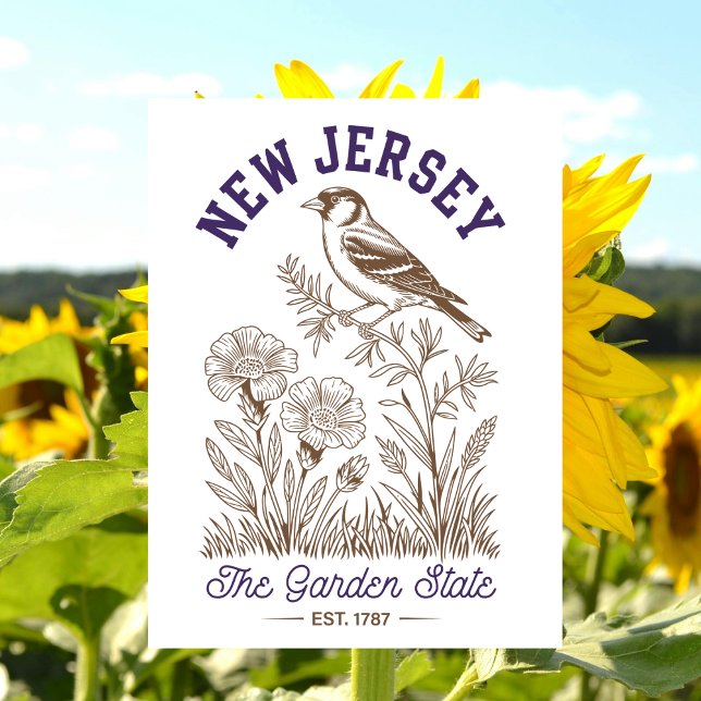 New Jersey The Garden State Est. 1787 Fågel Vykort (New Jersey)