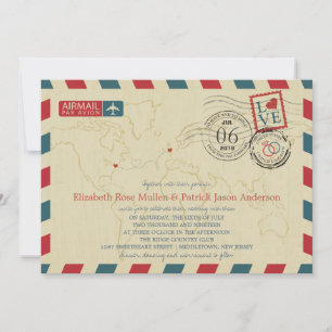 New jersey/UK Airmail Bröllop Inbjudningar