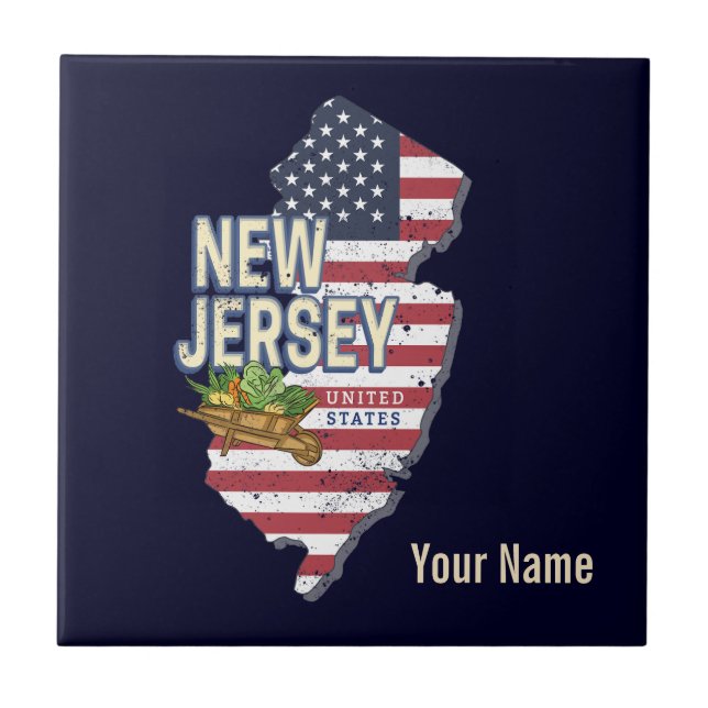 New jersey United Stater Retro Karta USA Souvenir Kakelplatta (Framsidan)