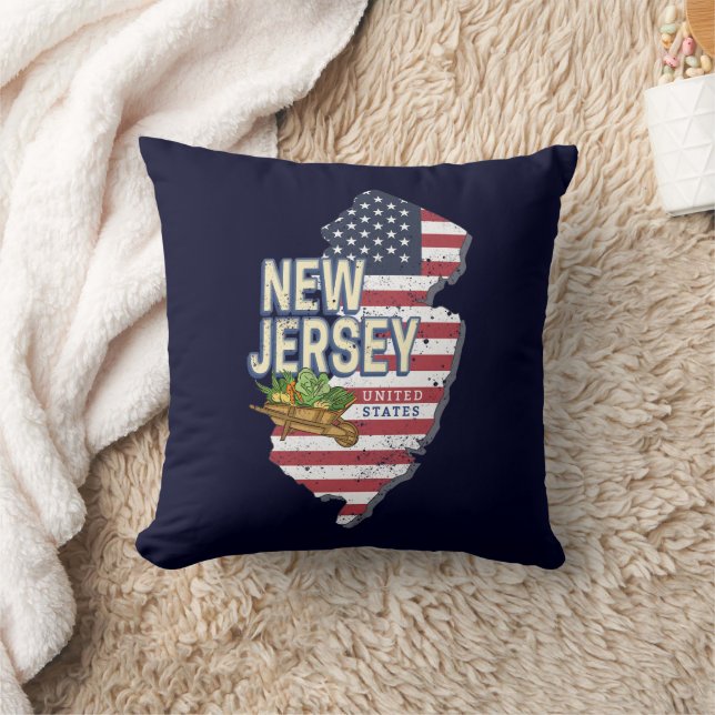 New jersey United Stater Retro Karta USA Souvenir Kudde (Filt)