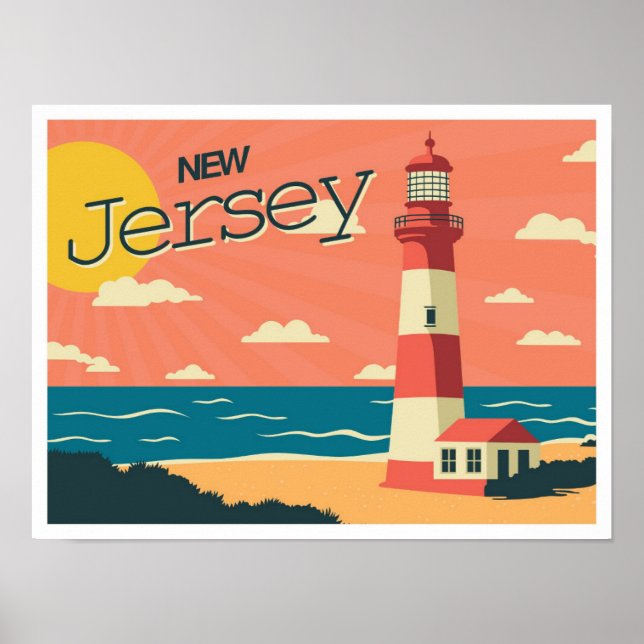 New jersey USA Vintage resor Illustration Poster (Framsidan)