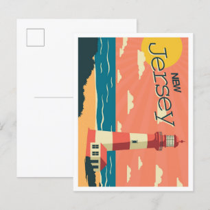 New jersey USA Vintage resor Illustration Vykort