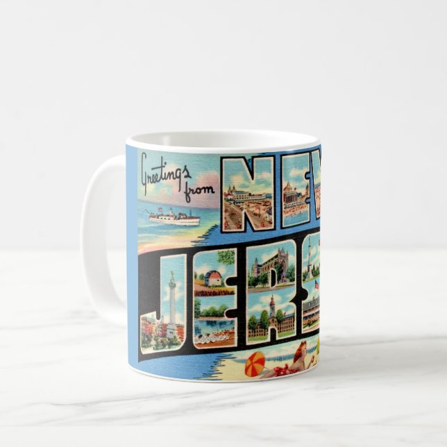 New Jersey Välkomst Vintage Postkort Mugg (Framsida vänster)