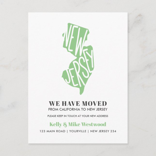 NEW JERSEY Vi har flyttat Ny adress Nytt hem  Post Vykort (Framsida)