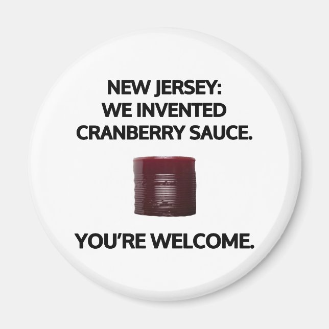 New jersey: Vi uppfann kranbärssås. Magnet (Framsidan)