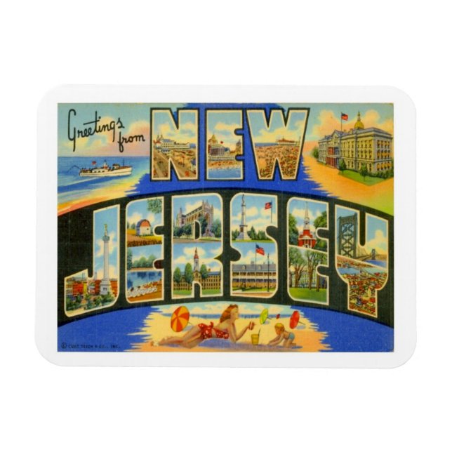 New jersey Vintage Stater Travel Magnet (Horisontell)