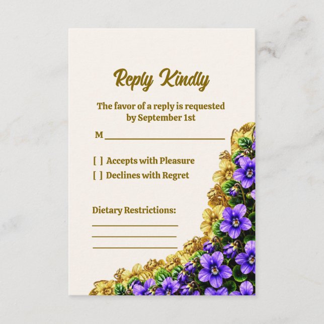 New Jersey Violet Bröllop RSVP-kort OSA Kort (Framsida)