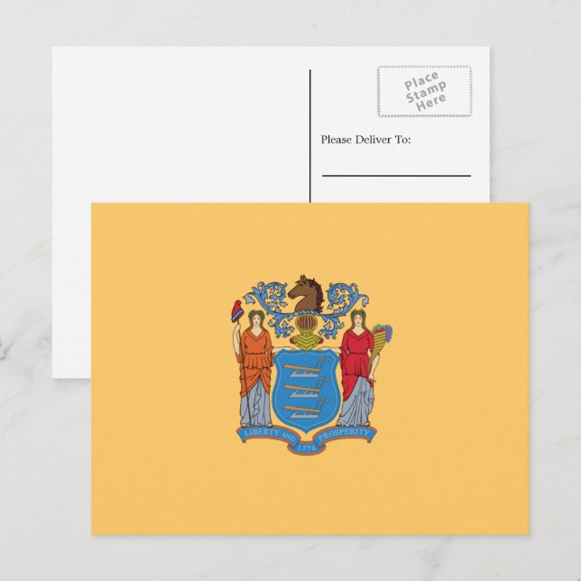 New Jerseyan Flagga, Flagga i New jersey Vykort (Fram/baksida)